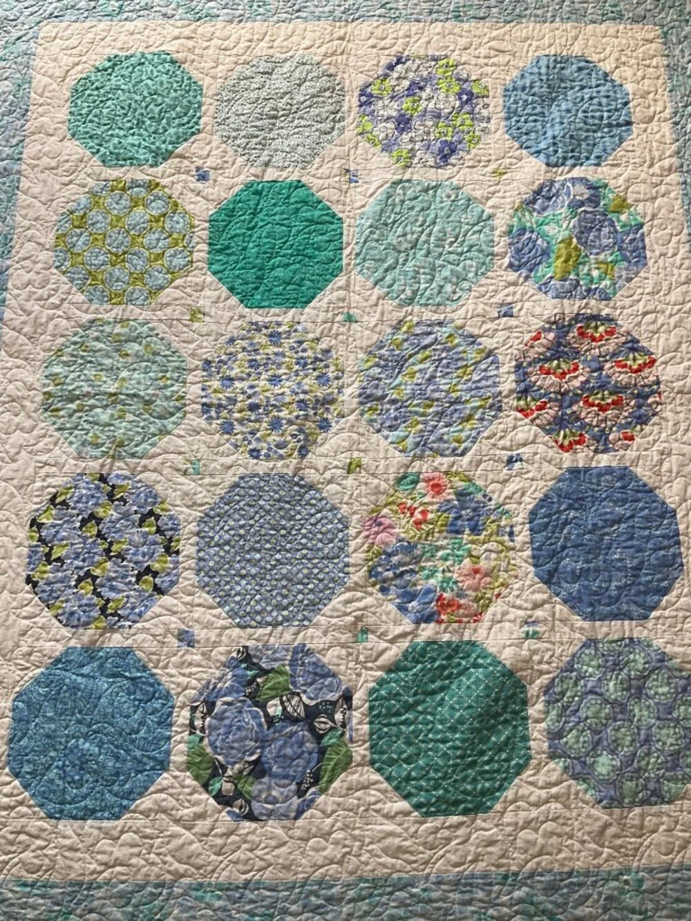 Handmade Reversible Quilt Floral & Geometric Patchwork Full/Twin 56